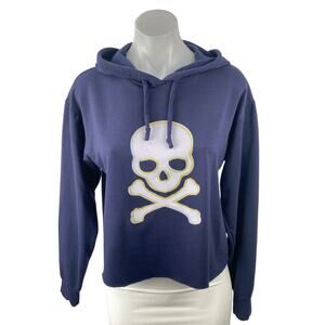 Soulcycle Women's Navy Blue Skull Skeleton Hoodie Hooded Sweatshirt Top Size S